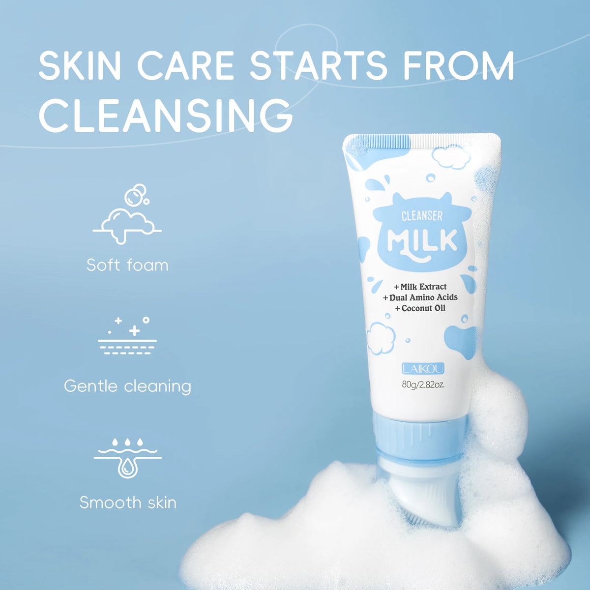 LAIKOU Milk Glow Skincare Set – 6-Piece Hydrating & Brightening Facial Care Routine